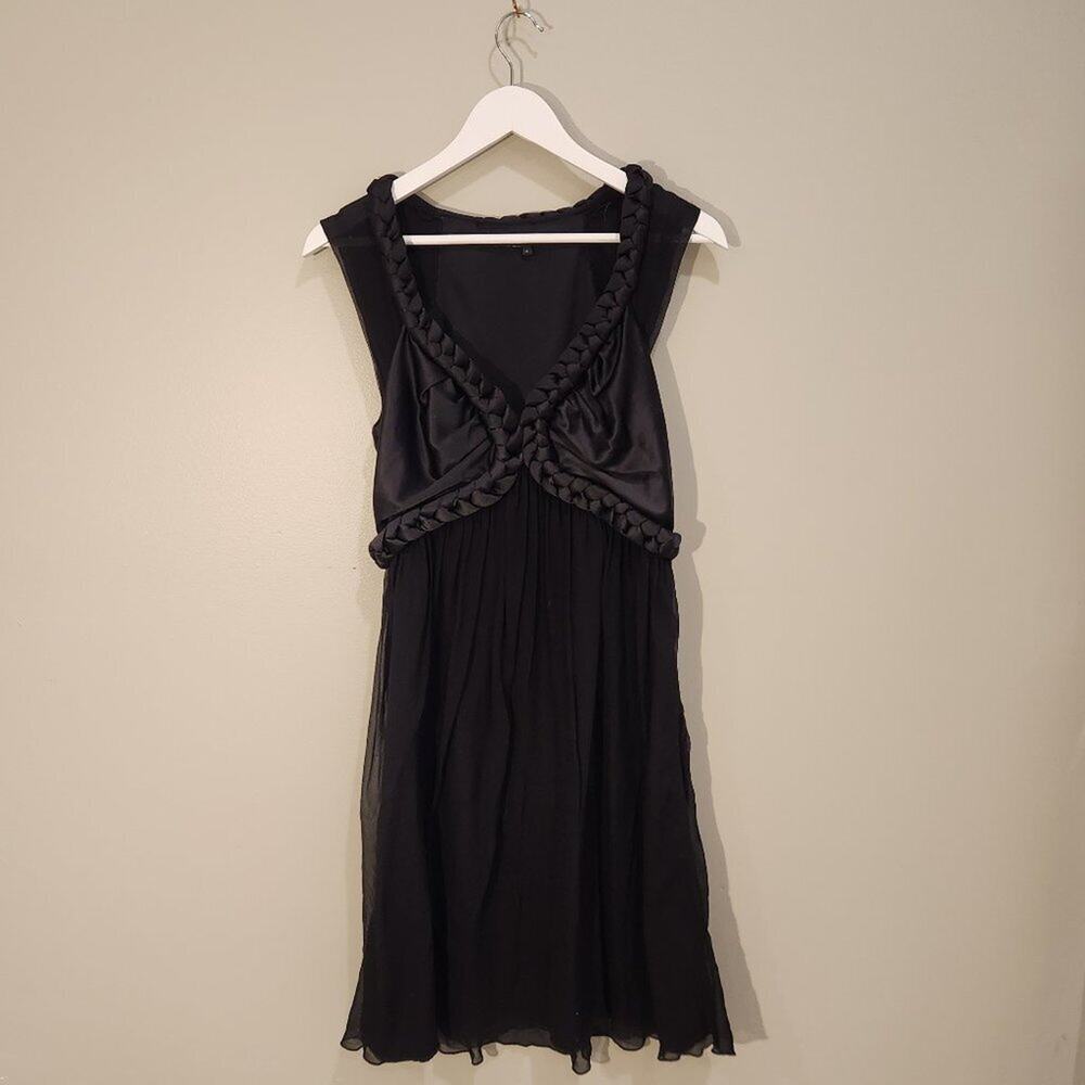 BCBGMaxAzria Black Dress Silk Chiffon Fairy Goth Whimsygoth Witchy - Size 6